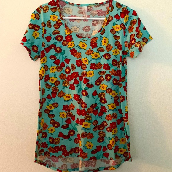 XXS Blue/Red Tulip LuLaRoe Classic Tee - NWOT - Picture 1 of 5